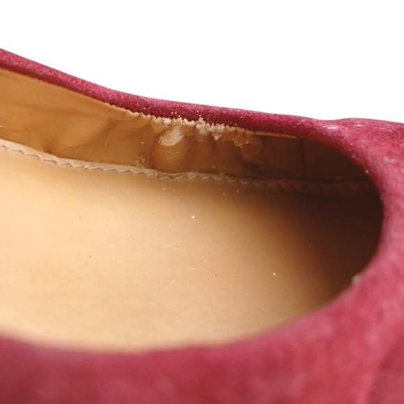 Nine West Burgundy Suede Ballet Flats Size 8 - Picture 10 of 11